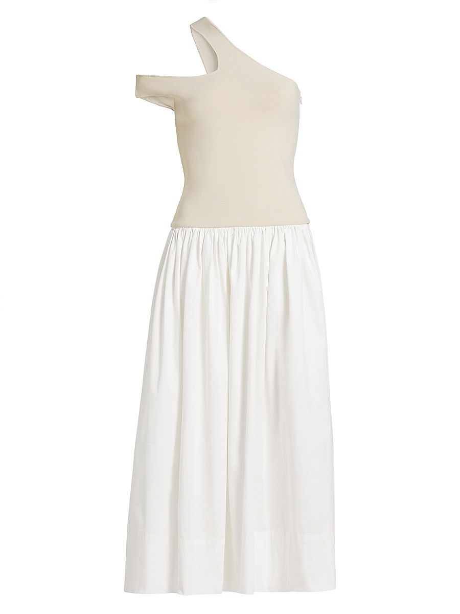 Women's Tori Stretch-Cotton Cut-Out Midi-Dress - Wheat Optic White - Size XL