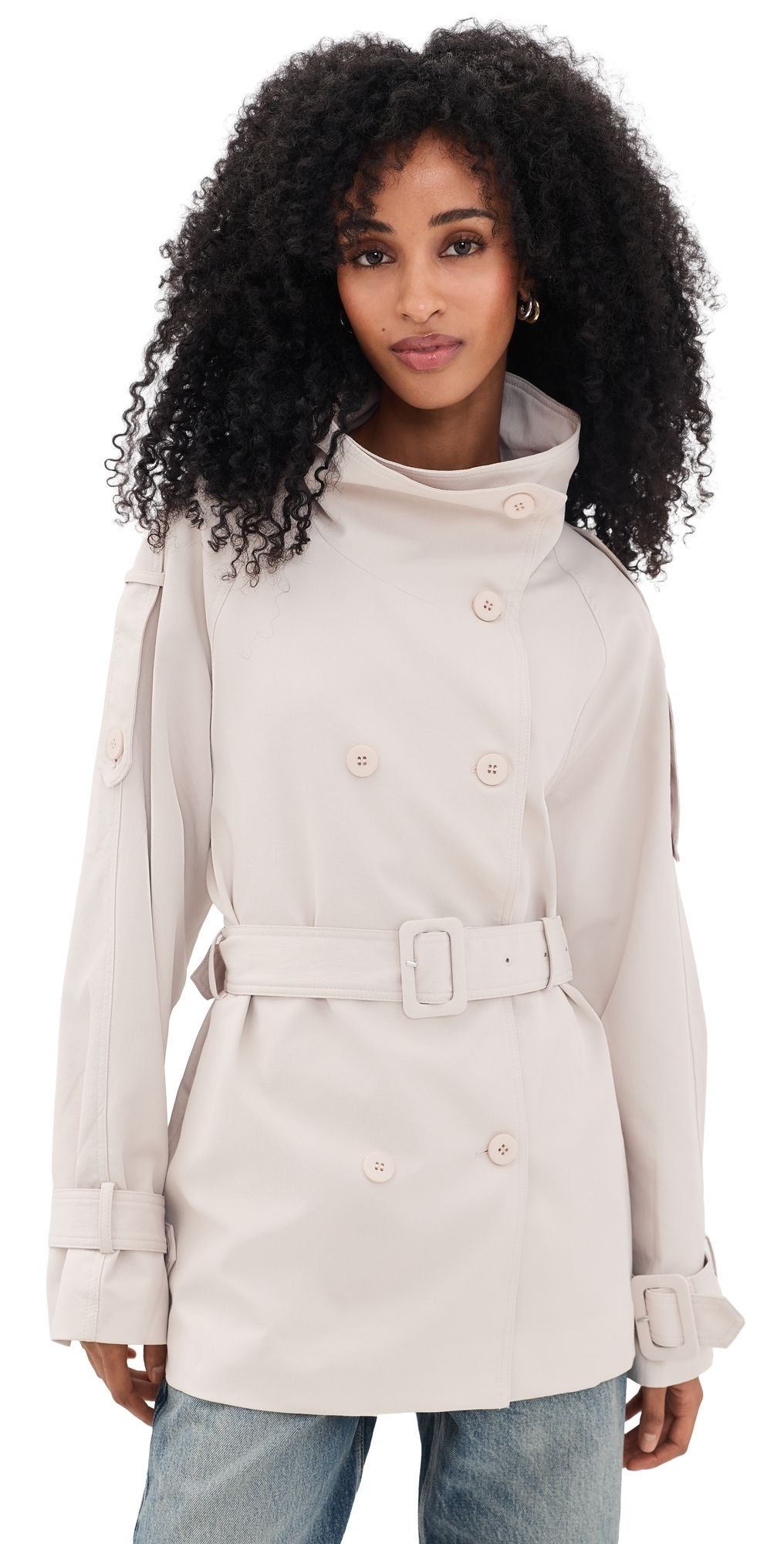 Lioness Blanc Cropped Trench Coat Taupe M