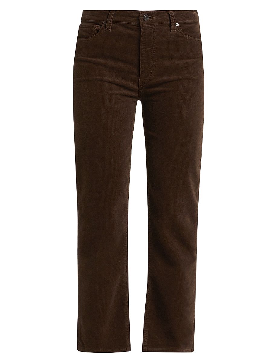 Women's Le Sleek Straight Cotton-Blend Corduroy Pants - Bitter Chocolate - Size 31