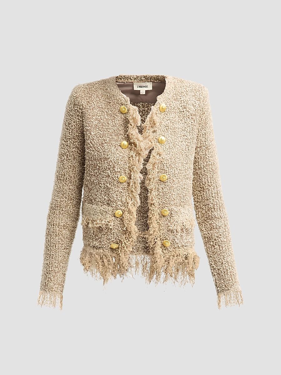 Women's Mireille Fringe-Trim Cardigan - Natural - Size XS