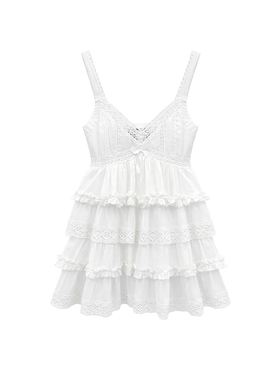 Girl's Ilyana Cotton Tiered Dress - White - Size 14