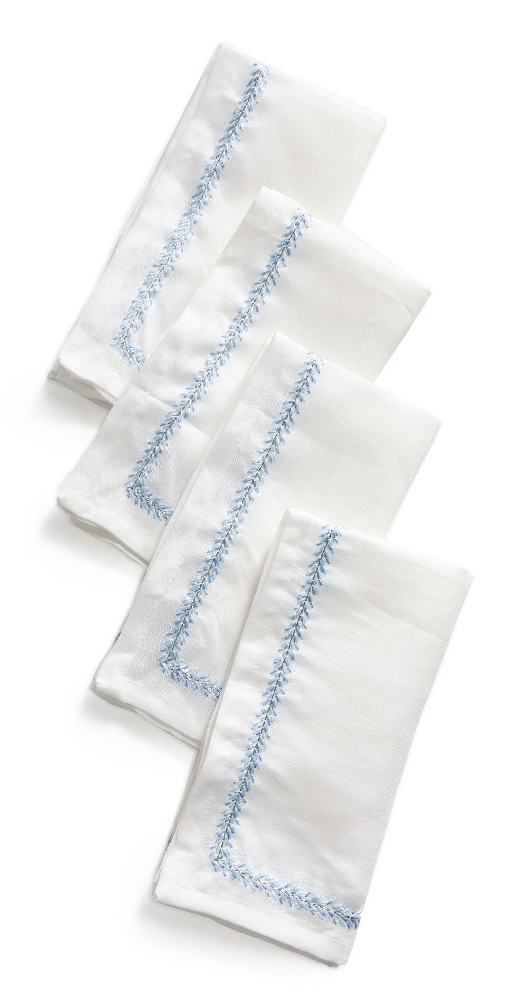 Kim Seybert Jardin Napkins Set of 4 White/Periwinkle One Size