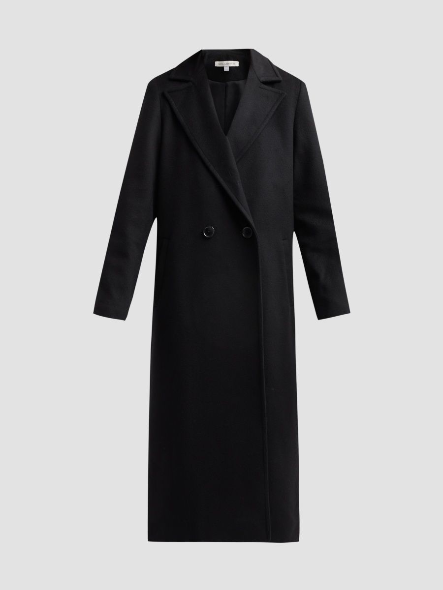 Sofia Cashmere Women's Double Breasted Wool-Cashmere Coat - Black - Size 8