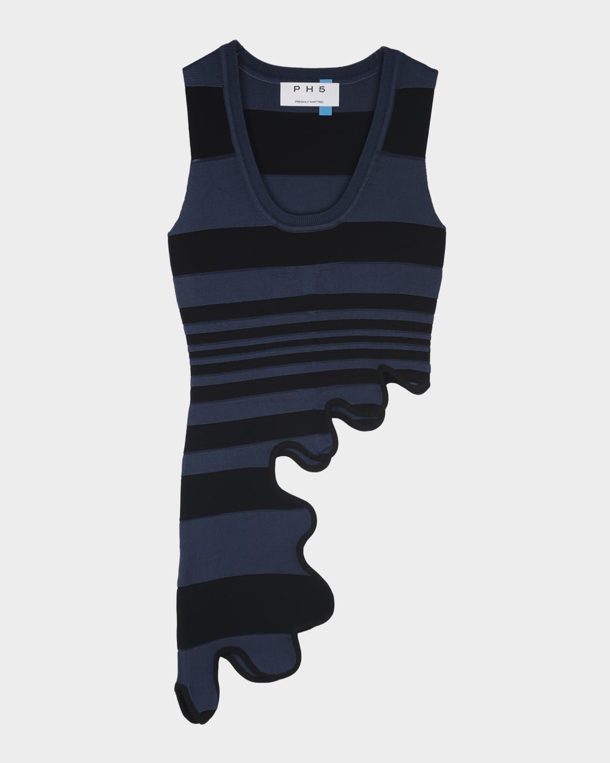 Cassia Striped Asymmetric Wavy Tank Top