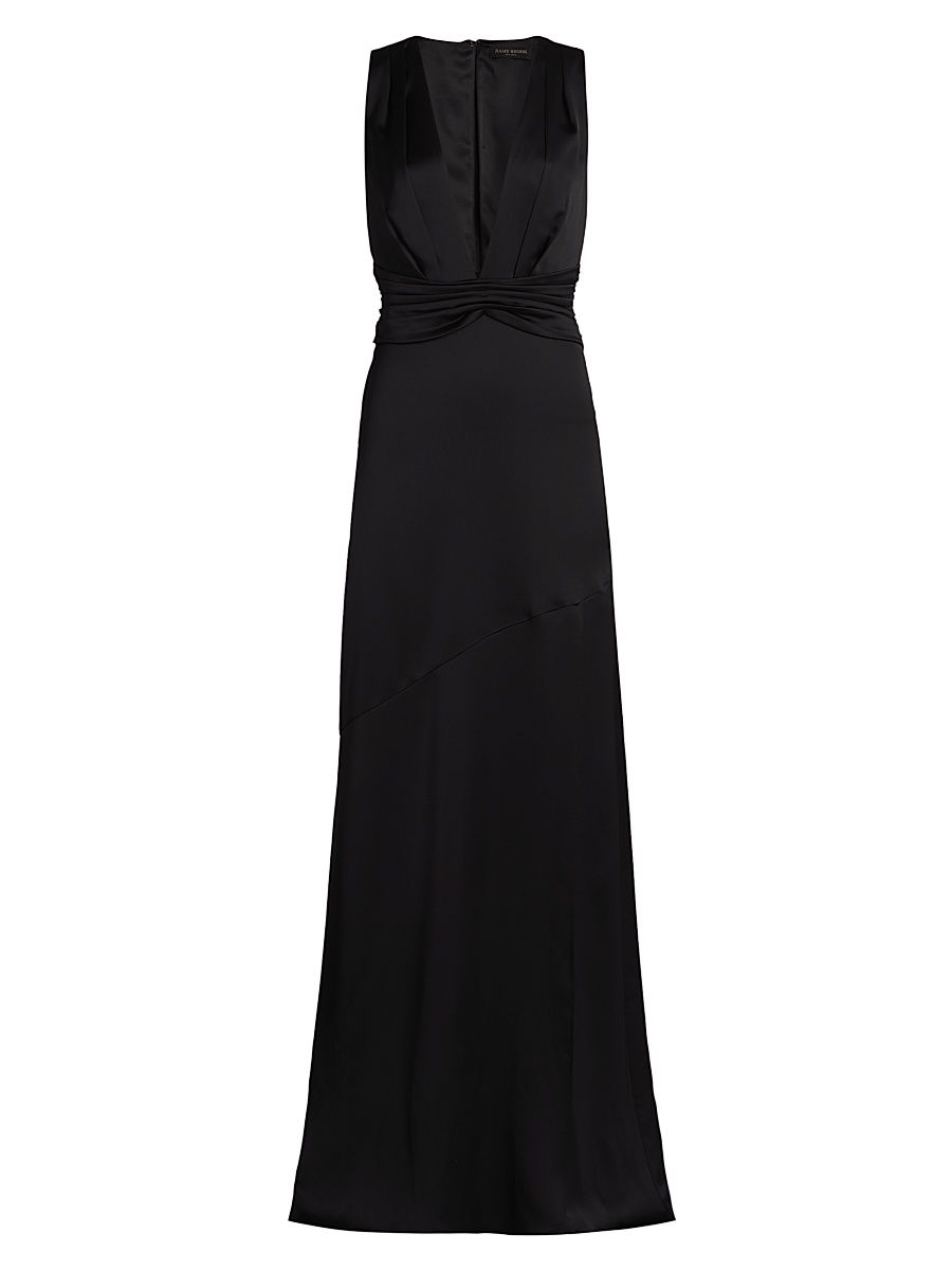 Women's Ameera Satin Plunge Gown - Black - Size 10