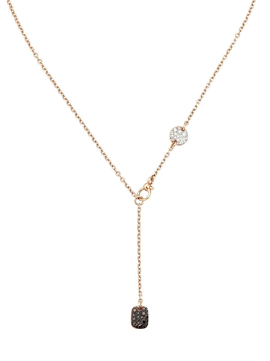 Women's Sabbia 18K Rose Gold & Tri-Color Diamond Lariat Necklace - White Diamond