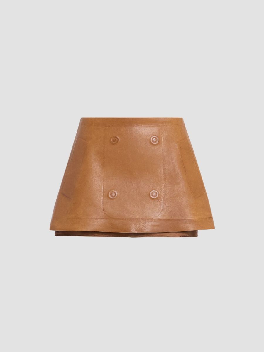 Maison Margiela Women's Fusion Leather Mini Skirt - Tobacco - Size 6