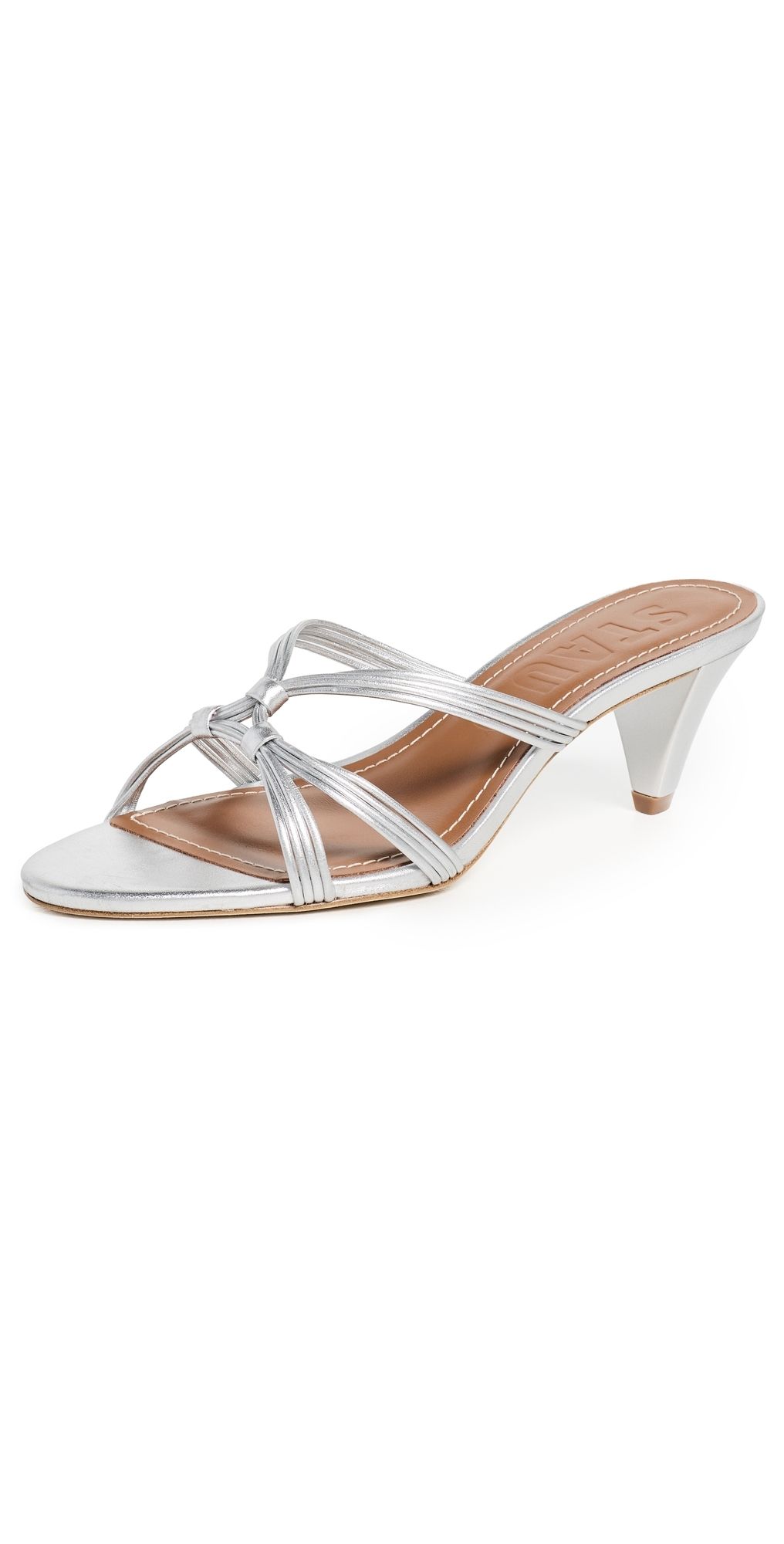STAUD Carrie Mules Silver 37.5