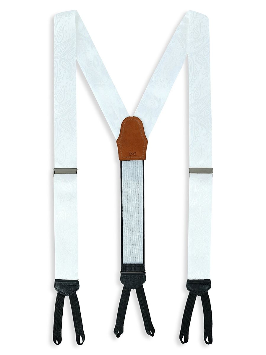 Men's Banbury Paisley Silk Suspenders - White