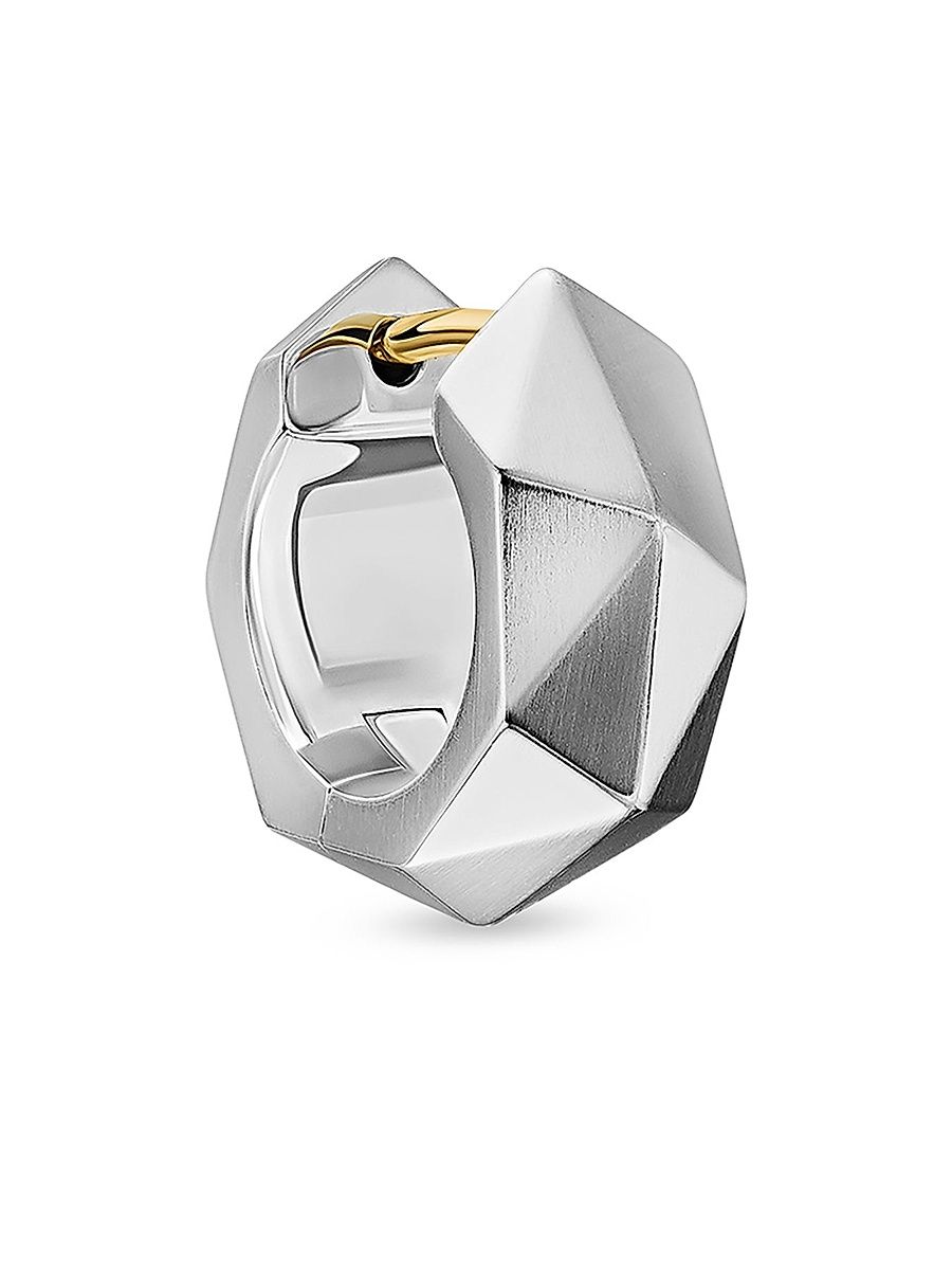 David Yurman Men's Faceted Hoop Earring in Sterling Silver, 14.5MM - Silver