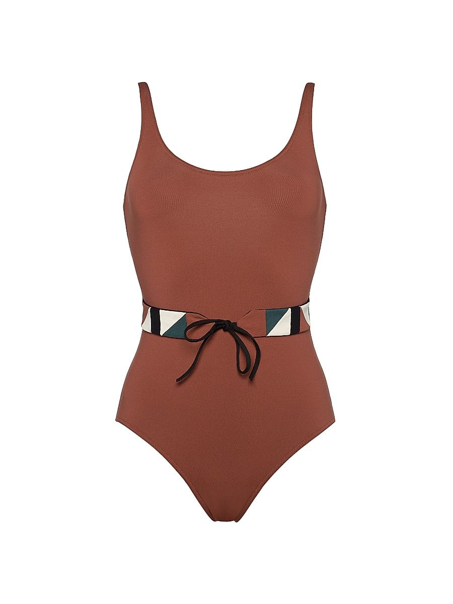 ERES Women's Damier Belted One-Piece Swimsuit - Medina - Size 6