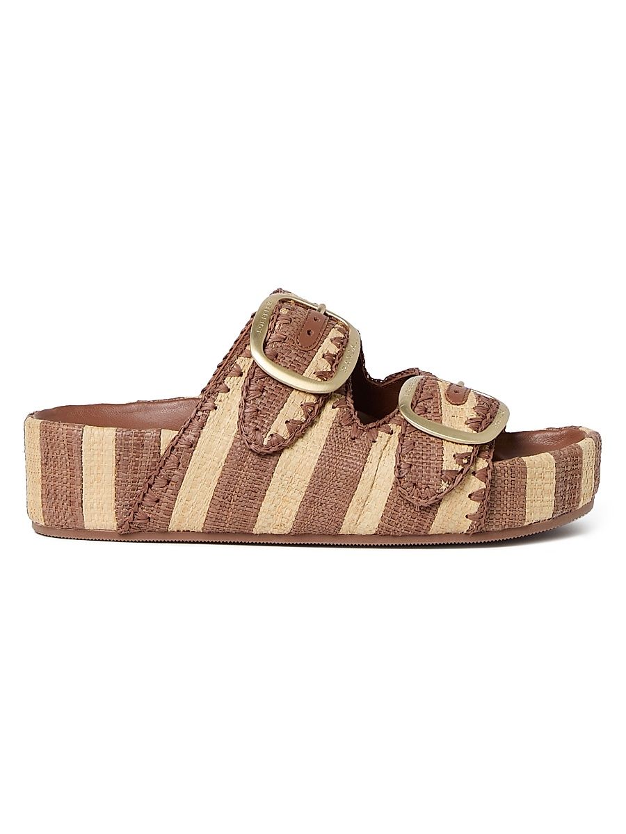 Women's Theo 50MM Striped Platform Sandals - Brown Natural Stripe - Size 6