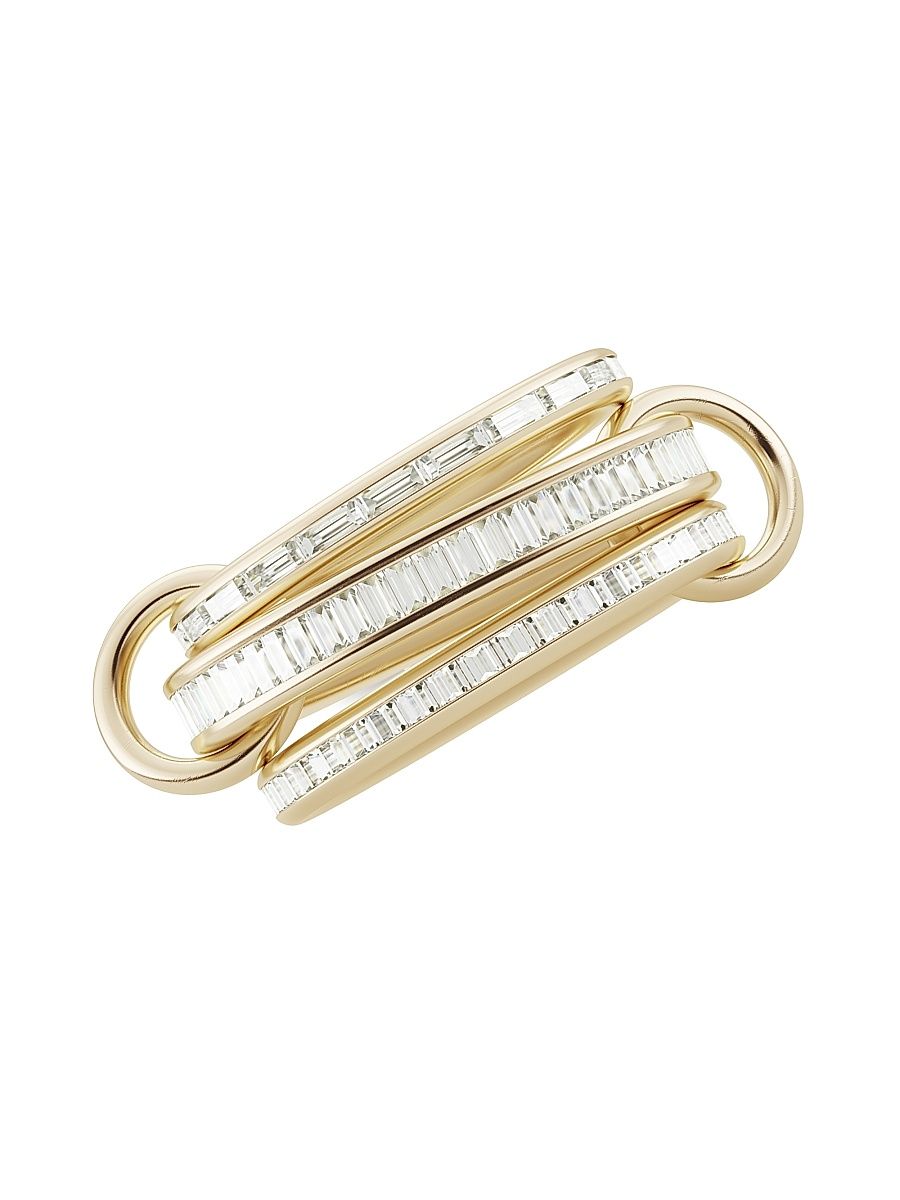 Women's Manava 18K Yellow Gold & Diamond 3-Link Ring - Size 6
