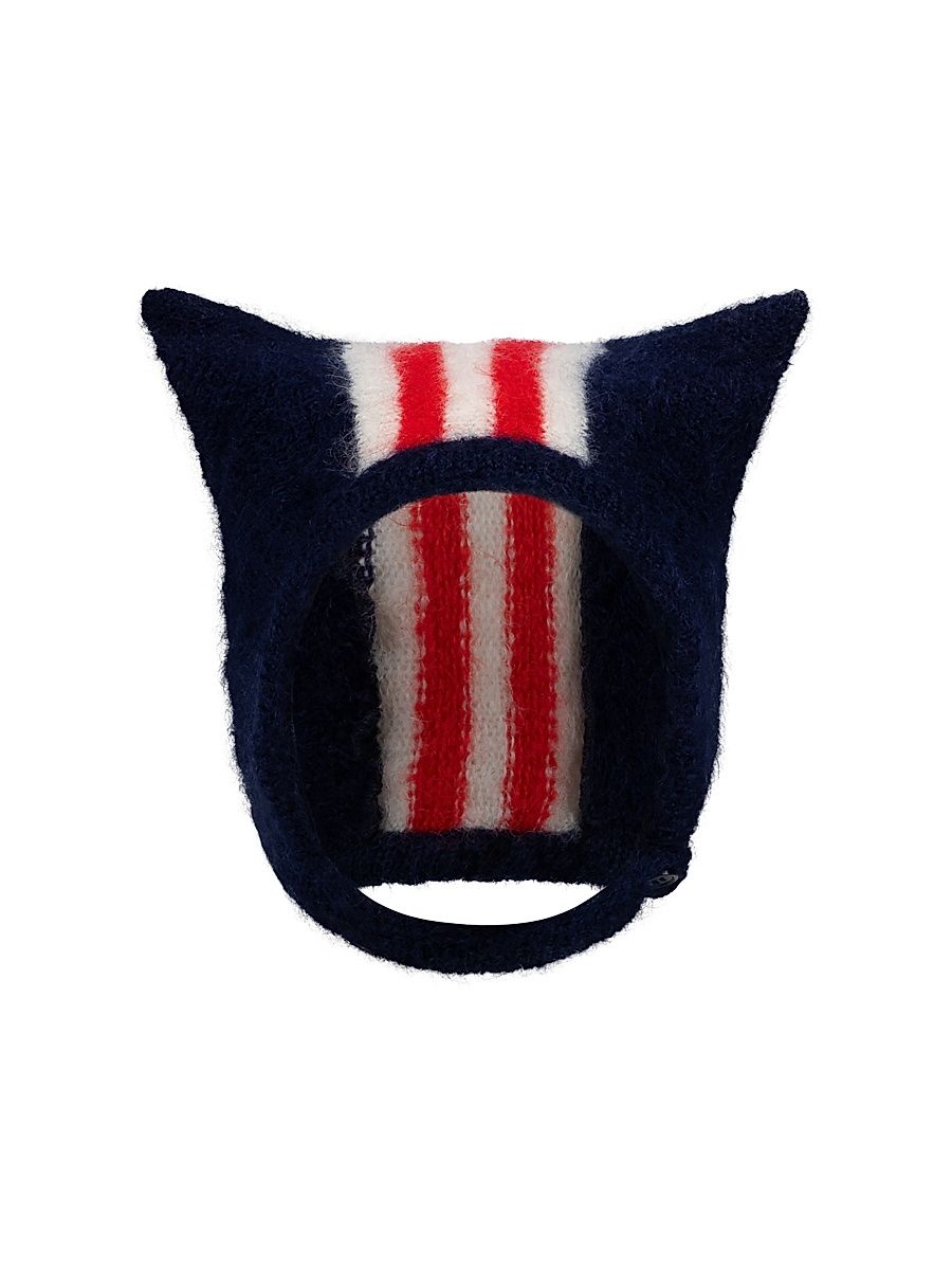 Men's Ears Striped Wool-Blend Bonnet - Navy Red White