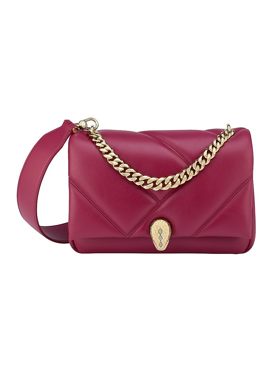 Women's Serpenti Cabochon Matelassé Leather Crossbody Bag - Anemone Spinel