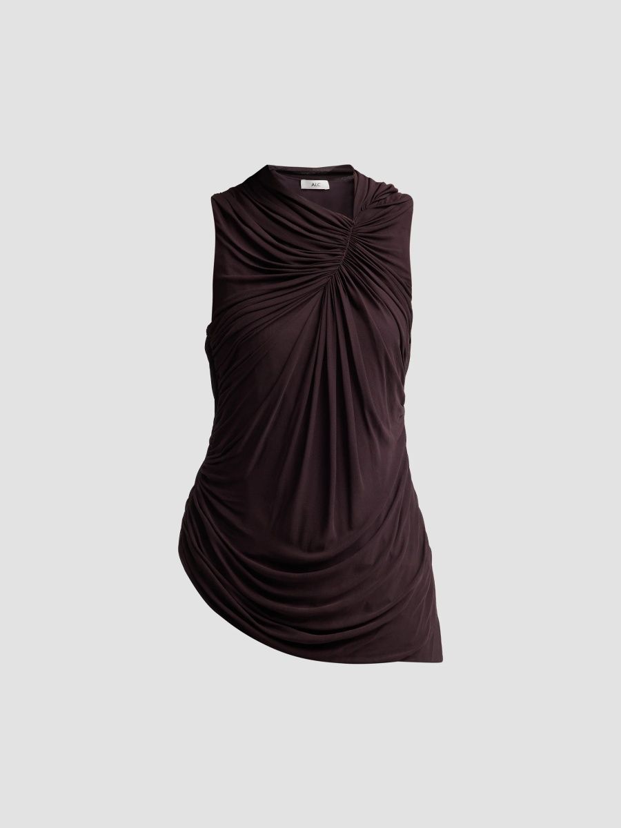 A. L.C. Women's Corinne Ruched Asymmetric Top - Coffee Roast - Size XL