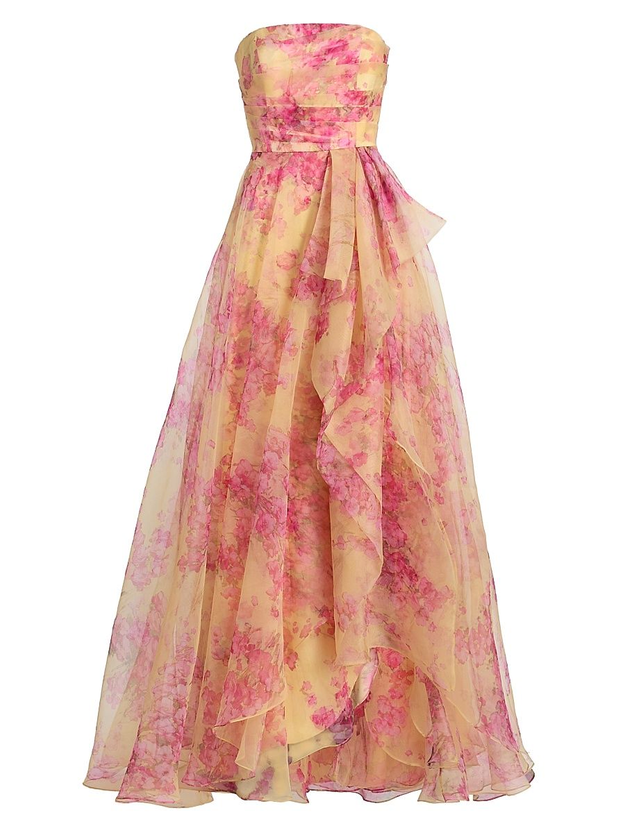 Women's Fahreta Organza Strapless Gown - Yellow Sakura Mist - Size 0