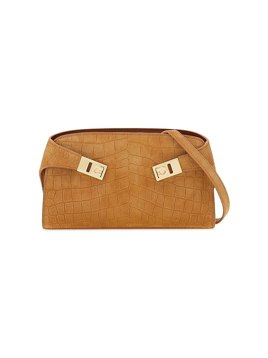 Women's Hug Gancini Croc-Embossed Suede Convertible Clutch - Naturale