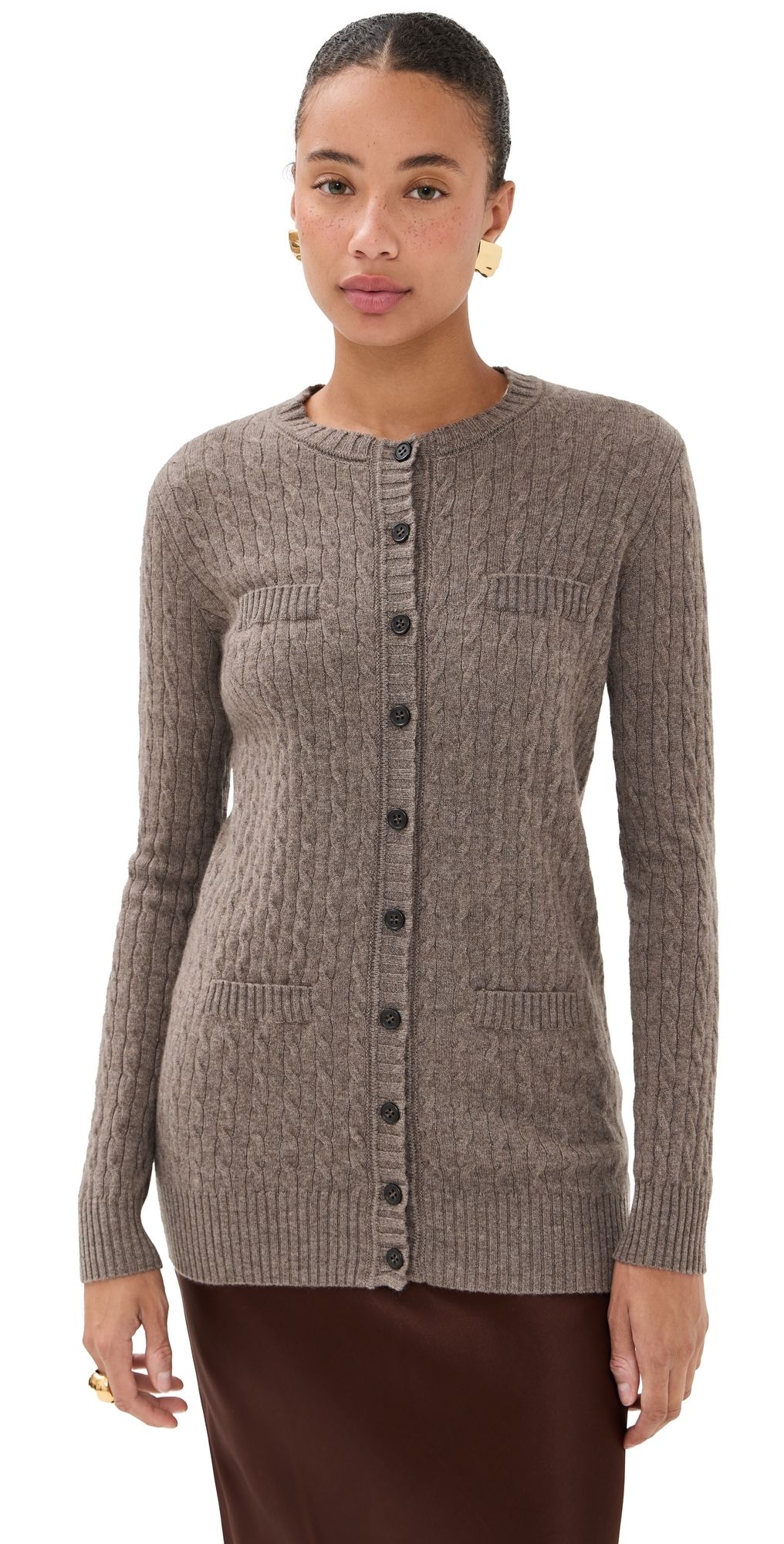LISA YANG Inda Cashmere Cardigan Truffle 2