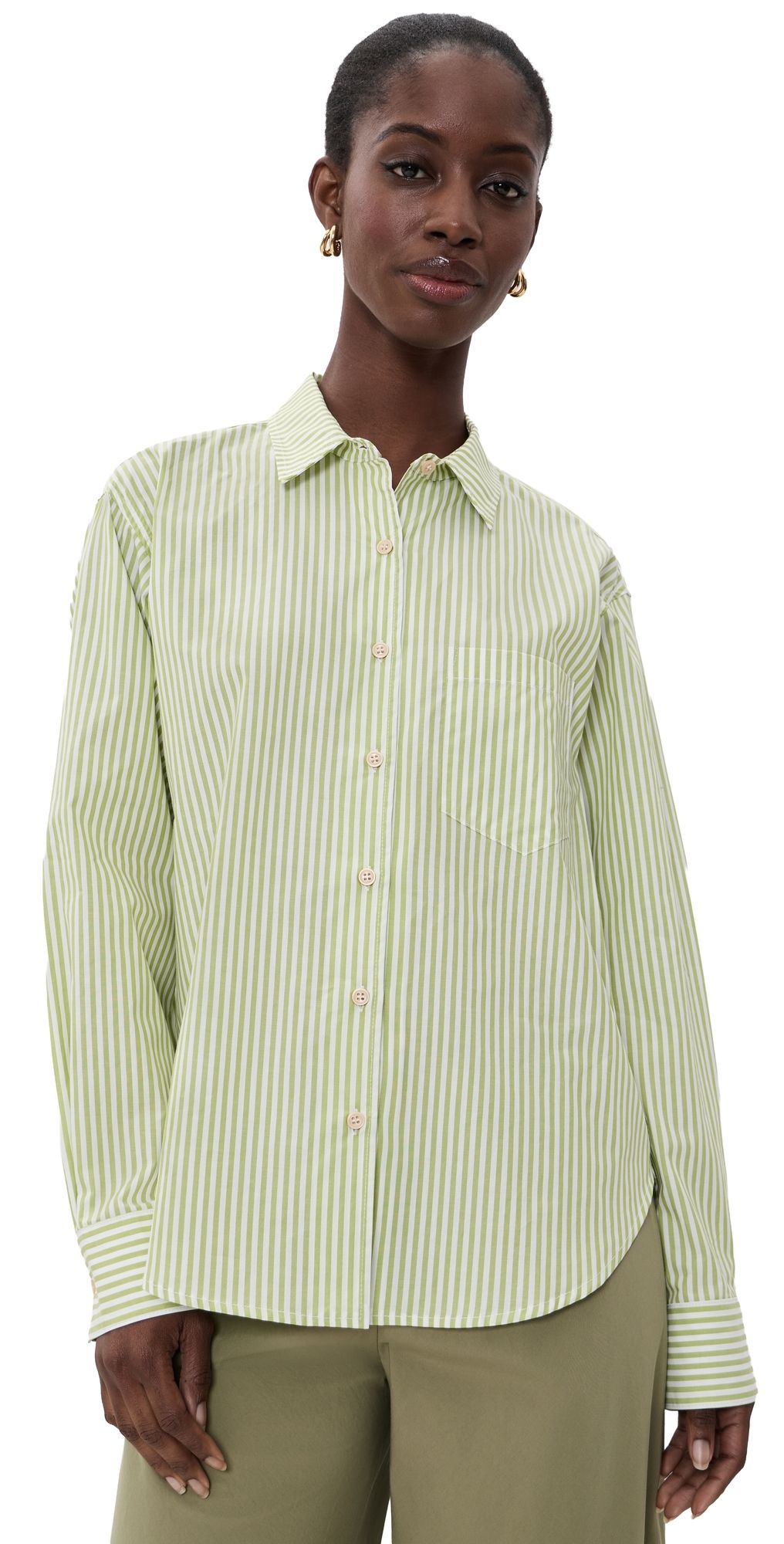 Jamie Haller The Weekend Button Down Shirt Lime Stripe P