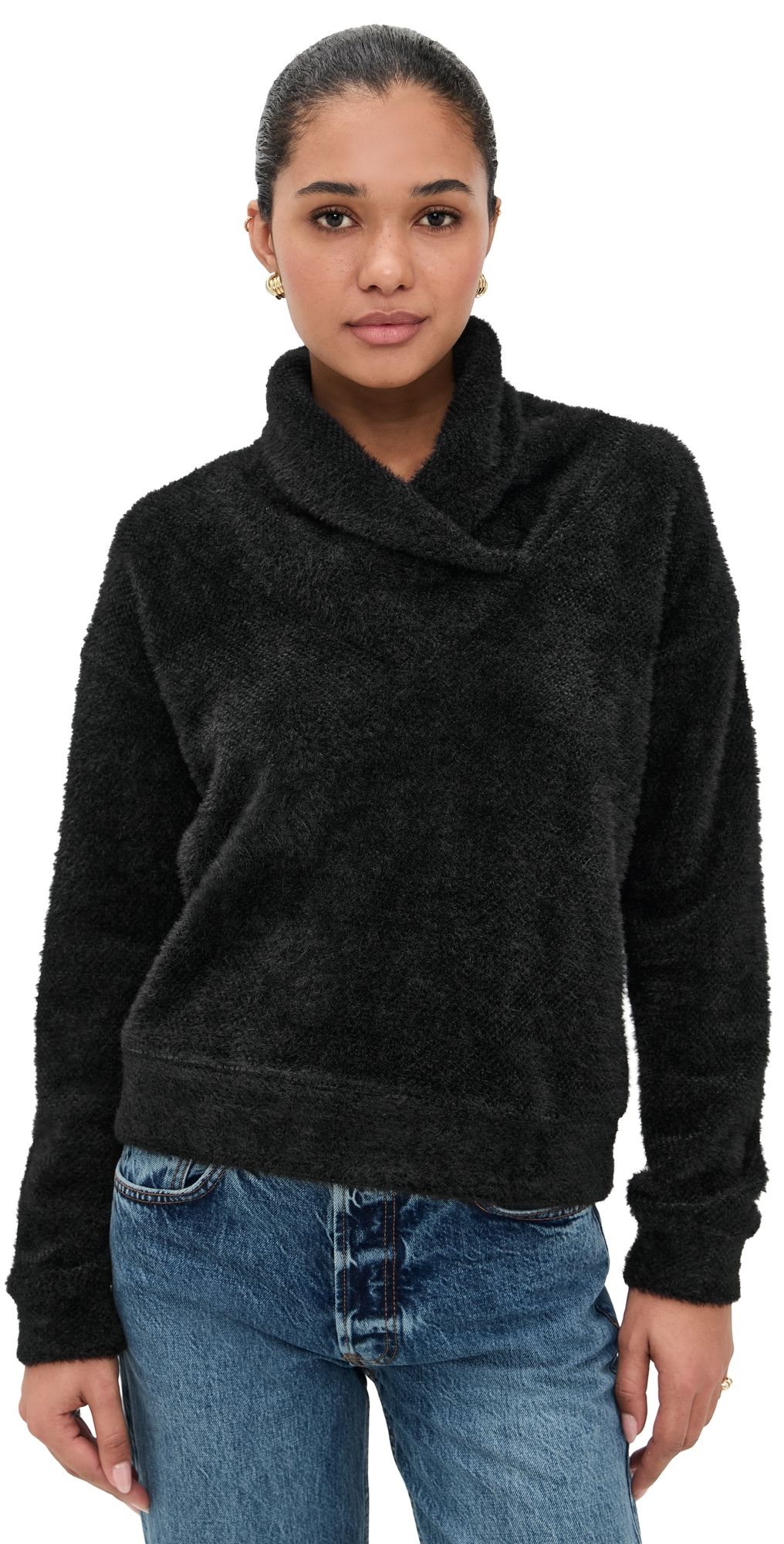 Splendid Rowan Fuzzy Pullover Black XL