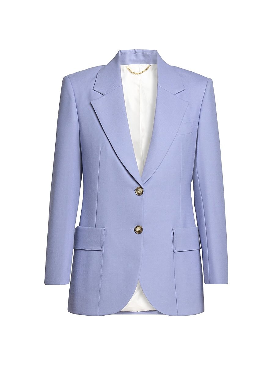Women's Wool-Blend Single-Breasted Blazer - Bluebell - Size 4