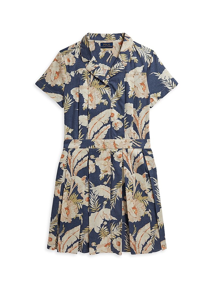 Little Girl's & Girl's Tropical Linen-Cotton Shirtdress - Branley Floral - Size 4
