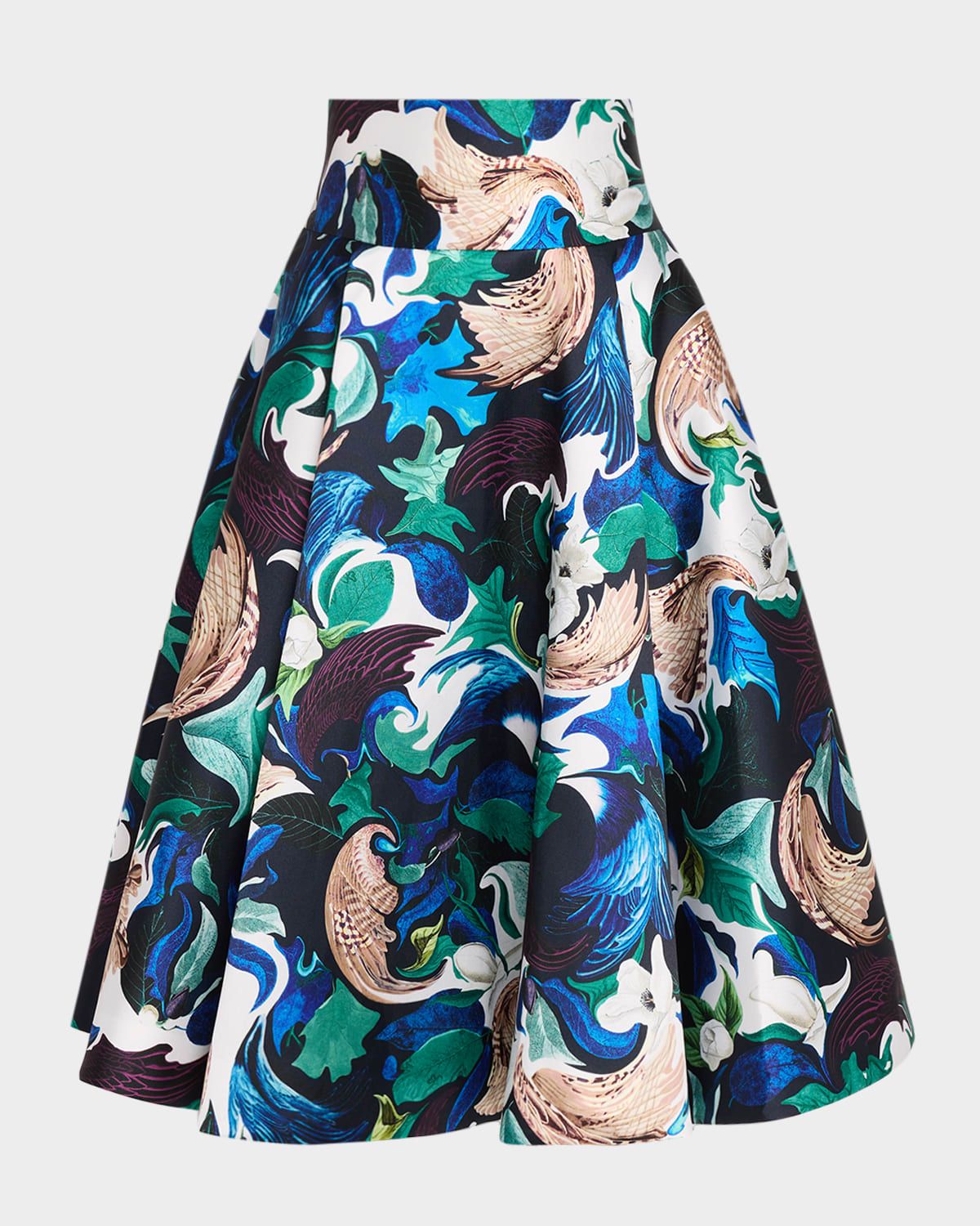 Stowe Flared Abstract-Print Midi Skirt