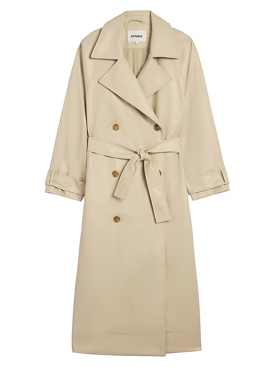 Women's Lana Faux Leather Trench Coat - Latte - Size XL