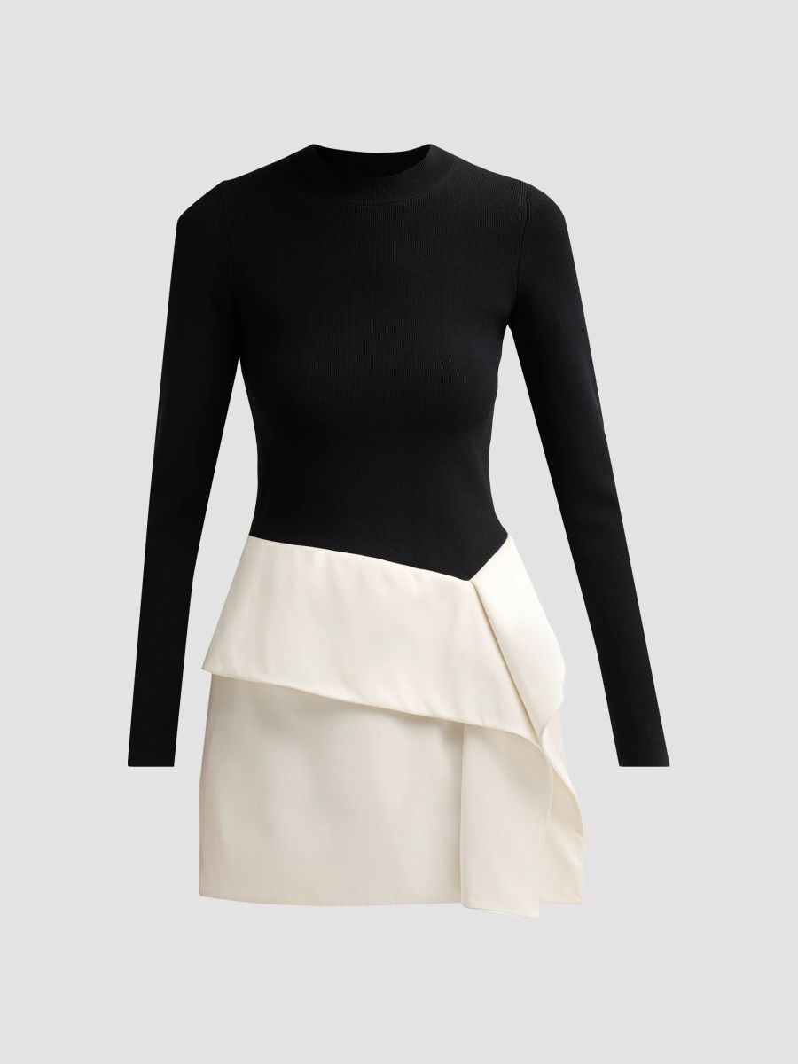 SIMKHAI Women's Noel Colorblocked Long-Sleeve Mini Dress - Black Multi - Size XS