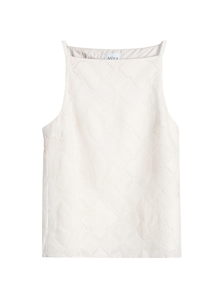 Women's Prisha Jacquard Boxy Sleeveless Top - Floral Medallion - Size Large