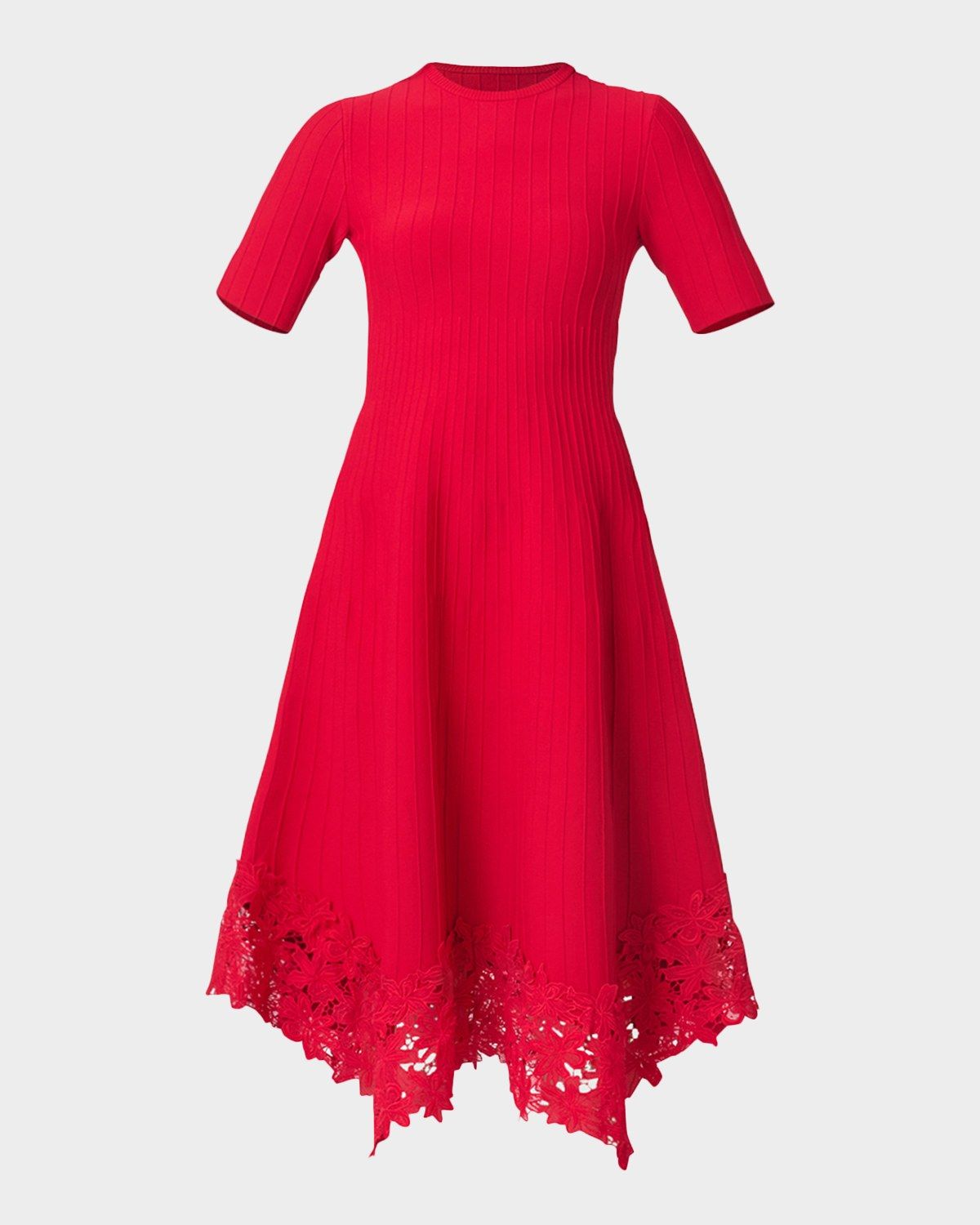 Shailene Knit Lace-Trim Midi Dress