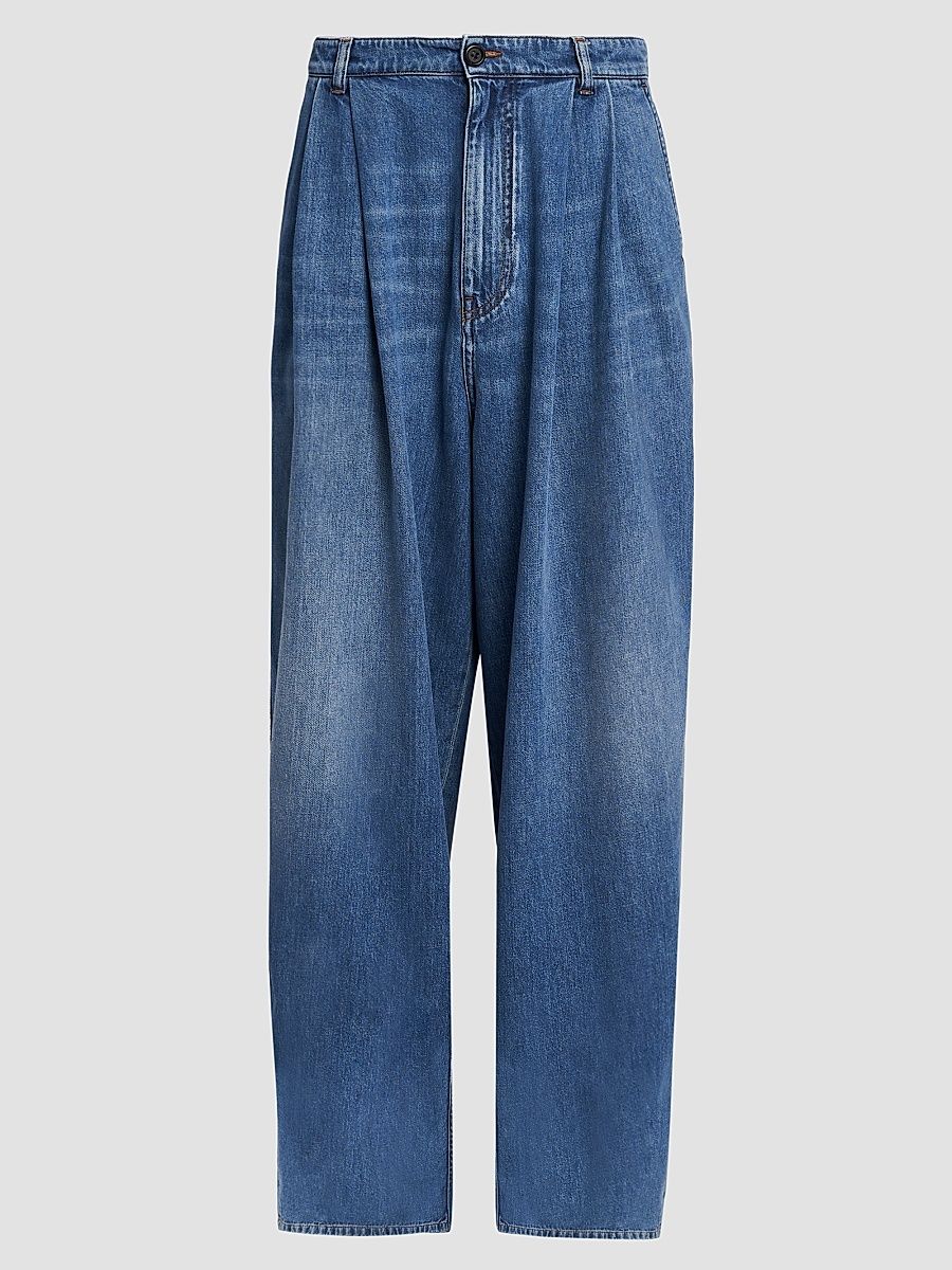 Men's Pleated-Front High-Rise Wide-Leg Jeans - Ocean - Size 34