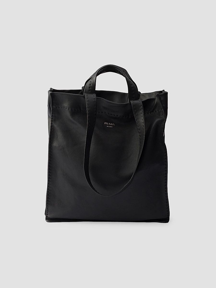 Men's Nappa Leather Tote Bag - Black