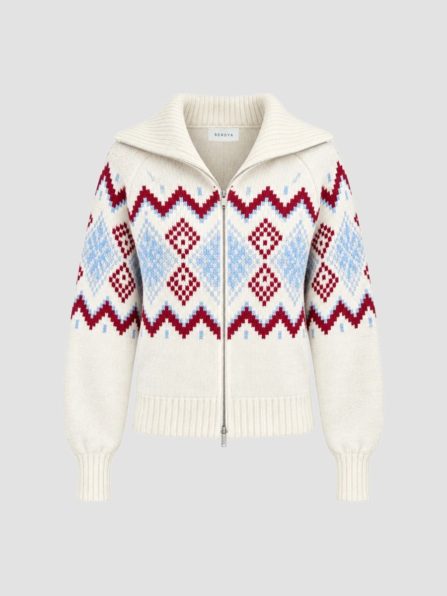 SEROYA Women's Percy Fair Isle-Style Jacket - Tundra Fair Isle - Size XL