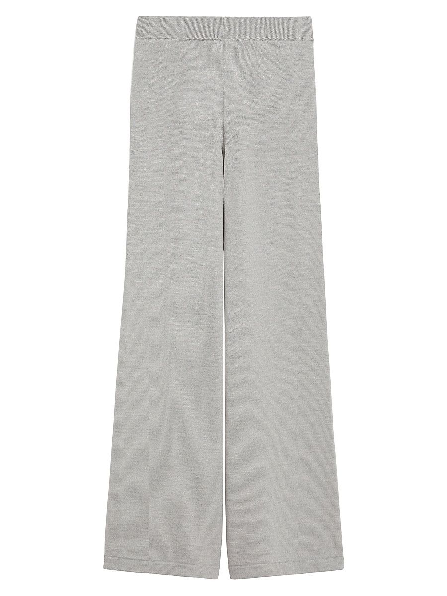 Women's Wool Yarn Trousers - Light Grey Melange - Size XL