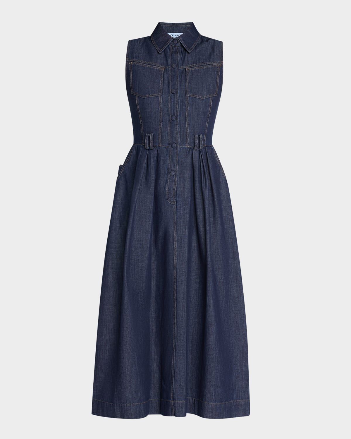 Sleeveless Denim Midi Shirtdress