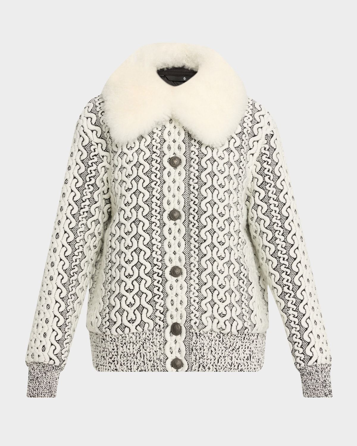 Beille Bomber Jacket with Detachable Shearling Collar