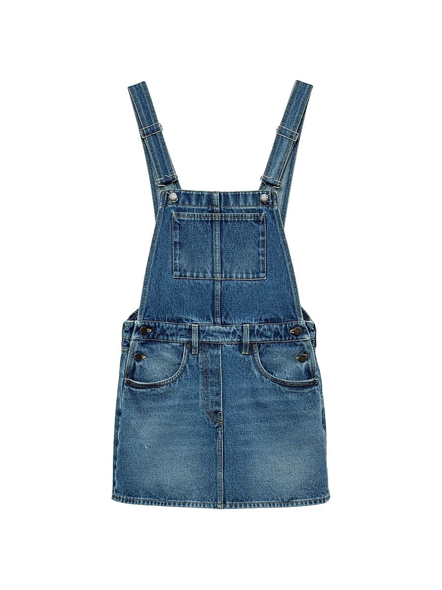 Women's Denim Bib Overall Mini-Dress - Blue - Size 8