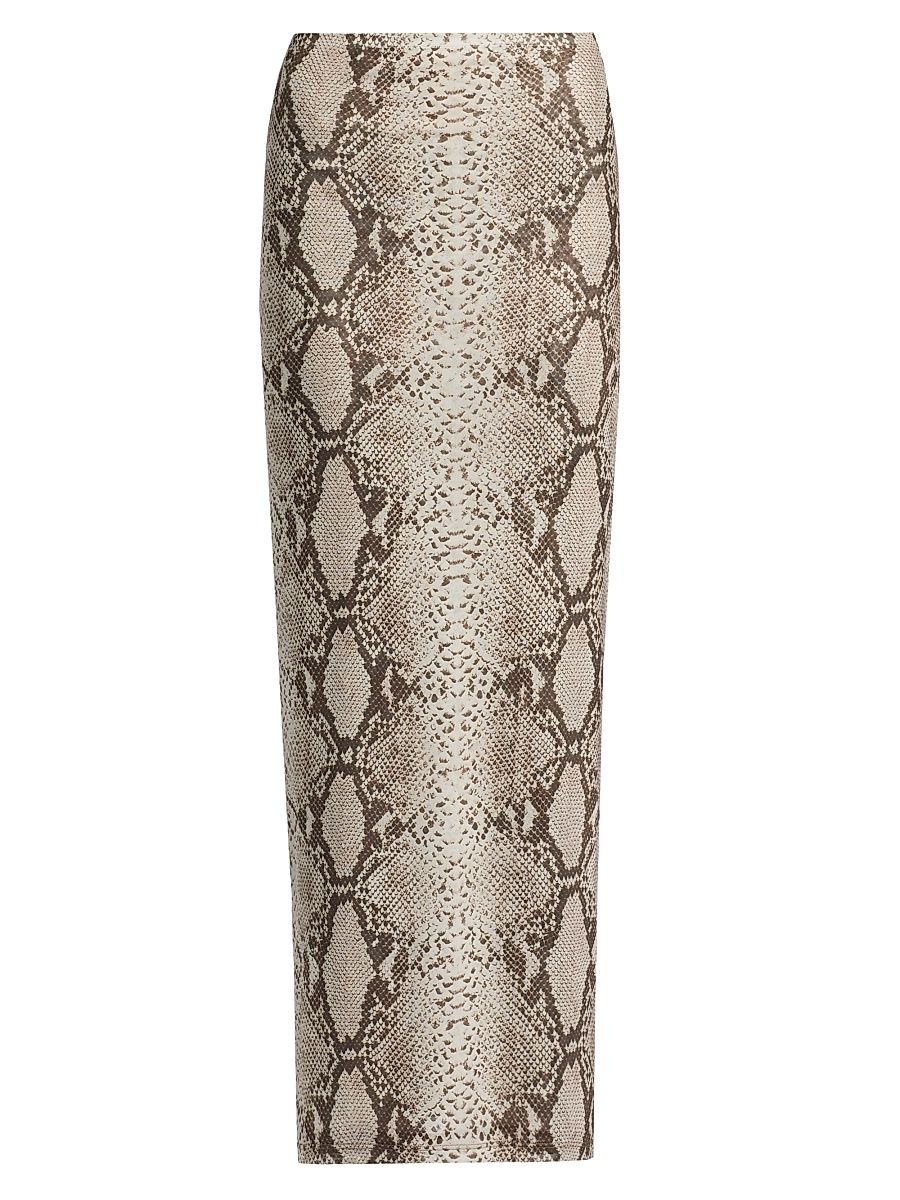 Women's Azana Snakeskin-Print Maxi Skirt - Snake Print Natural Multi - Size XS