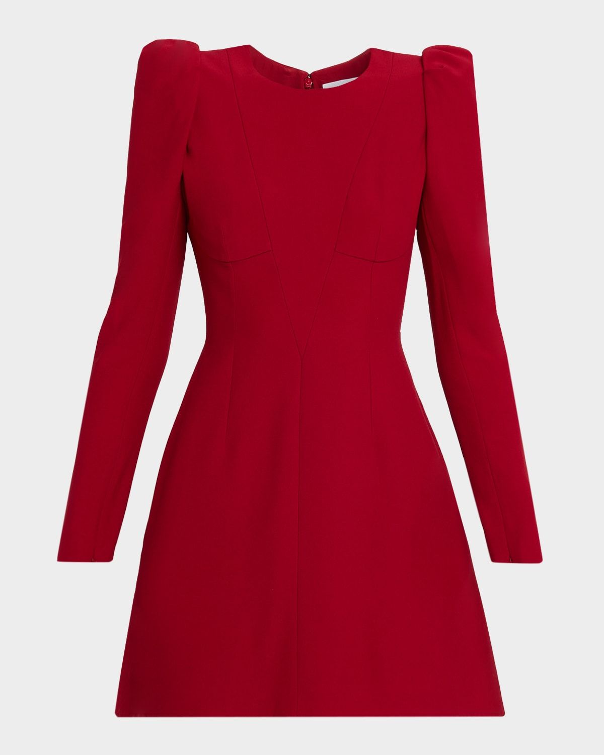 Puff-Sleeve Leaf Crepe Mini Dress