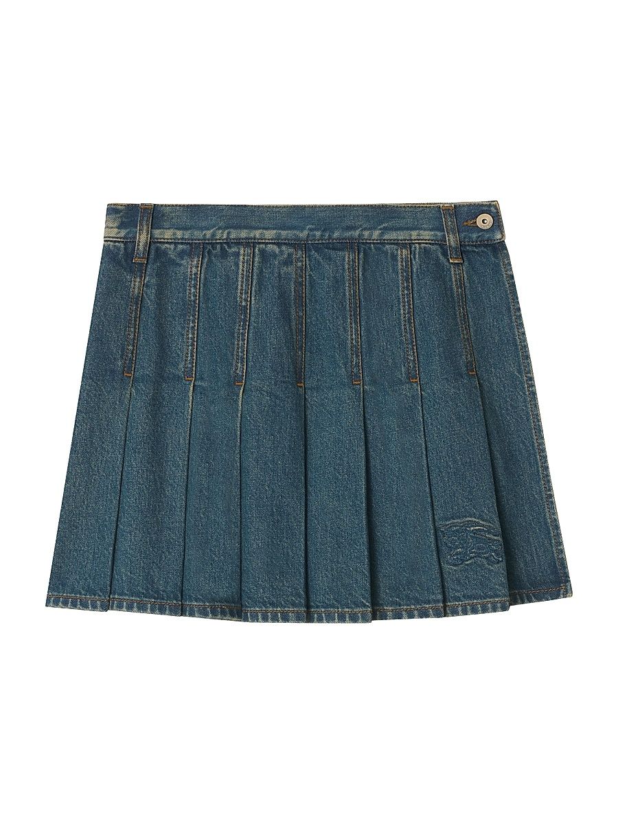 Women's Dahlia Denim Pleated EKD Miniskirt - Mid Blue - Size 12