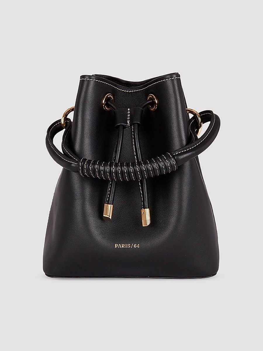Women's Studio Leather Bucket Bag - Black