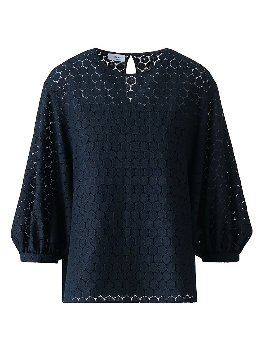 Women's Dot Lace Blouse - Navy - Size 12