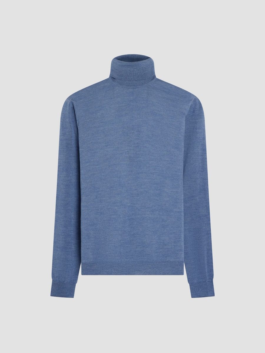 Bugatchi Men's George Merino Wool Turtleneck Sweater - Air Blue - Size XXL