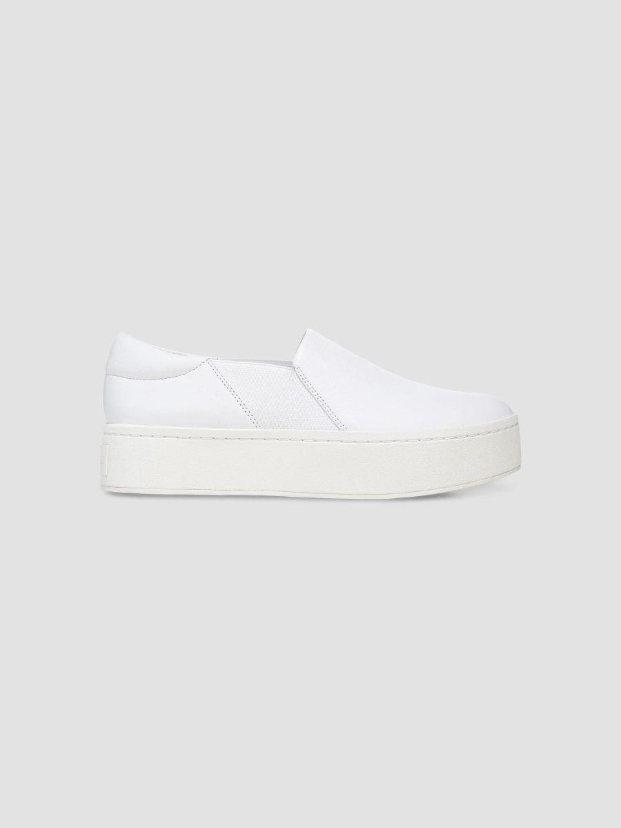 Vince Women's Warren Leather Platform Slip-On Sneakers - Plaster - Size 13
