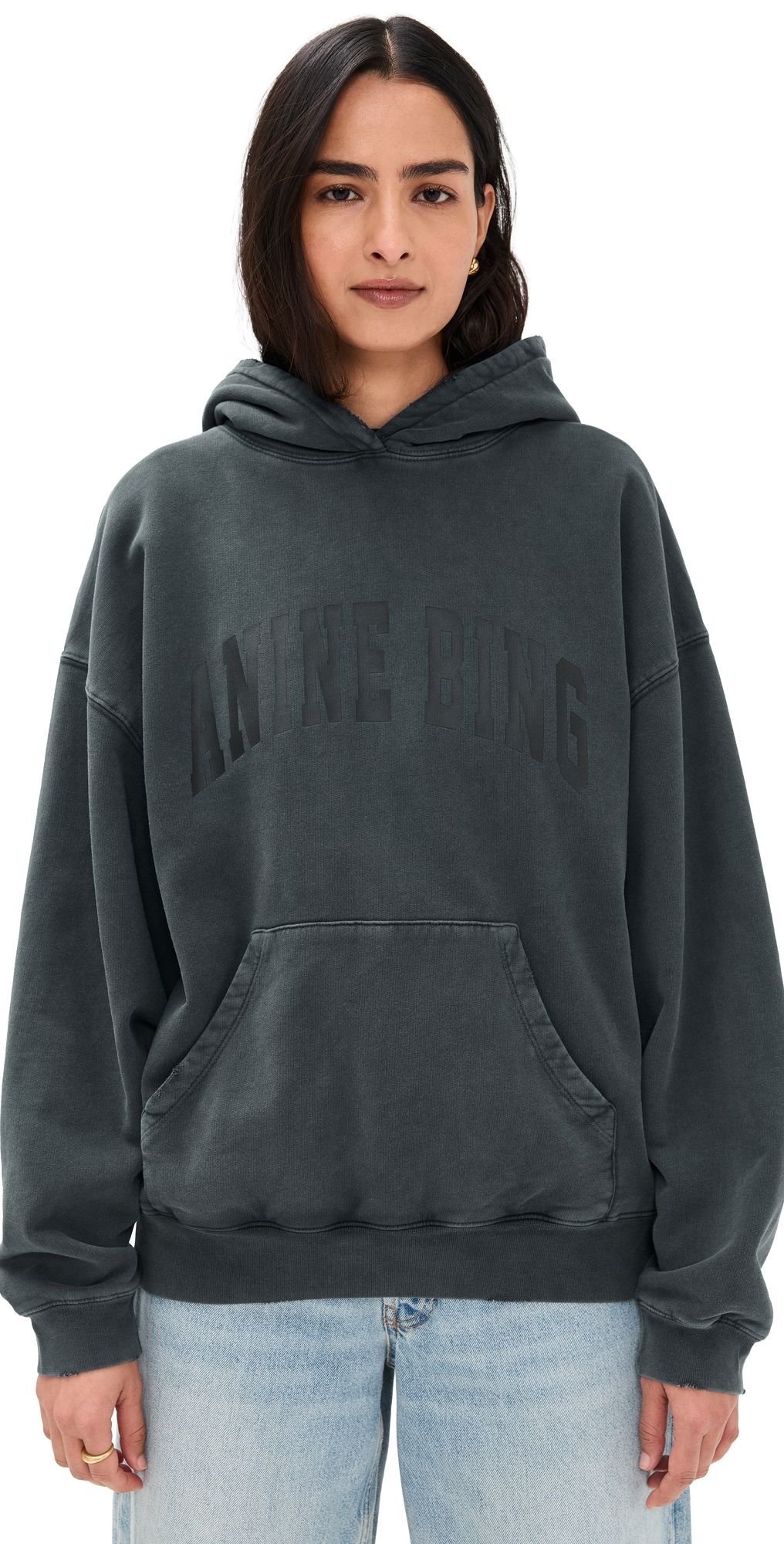 ANINE BING Dark Washed Black Harvey Sweatshirt Dark Washed Black L