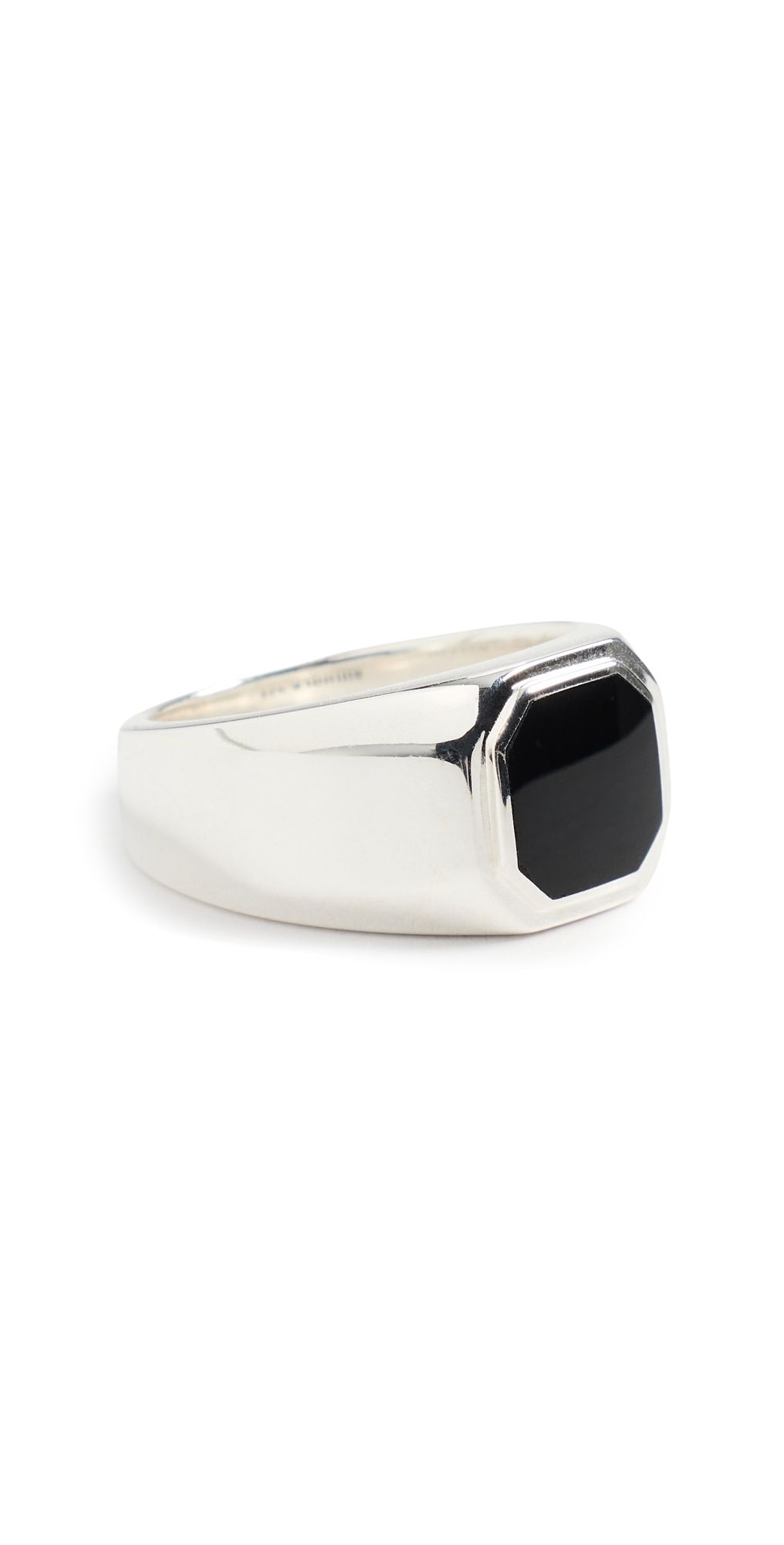 Shinola Onyx Octagonal Inlay Signet Ring Sterling Silver 11