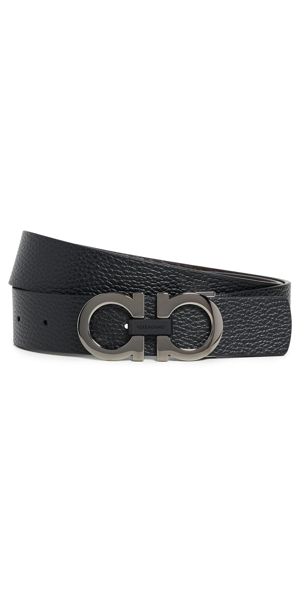 FERRAGAMO Double Gancio Reversible Belt Black/Brown 110