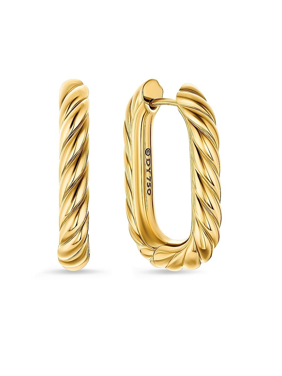 Women's Madison Cable Hoop Earrings in 18K Yellow Gold, 24.3MM - Gold